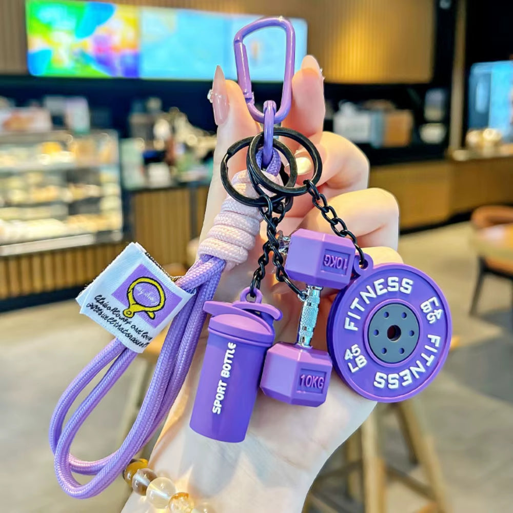 Dopamine Barbell Plates Keychain Kettlebell INS Simulation Dumbbells Keyring Detachable Creative Fitness Series Pendant Gifts