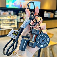 Dopamine Barbell Plates Keychain Kettlebell INS Simulation Dumbbells Keyring Detachable Creative Fitness Series Pendant Gifts
