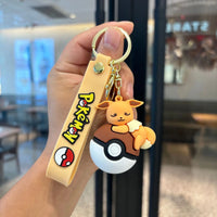 Pokémon Poké Ball Keychain Set, Pikachu Eevee Charmander Figure Keychain, Anime Collectible Key Ring for Bag Backpack Gift