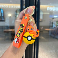 Pokémon Poké Ball Keychain Set, Pikachu Eevee Charmander Figure Keychain, Anime Collectible Key Ring for Bag Backpack Gift