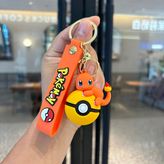 Pokémon Poké Ball Keychain Set, Pikachu Eevee Charmander Figure Keychain, Anime Collectible Key Ring for Bag Backpack Gift