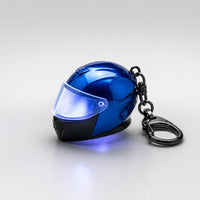 Luminous 3D Mini Helmet Keyring – Motorcycle Helmet Keychain,Cool Gifts for Bikers, Car Lovers, Birthday & Holiday Gift Ideas - Blue
