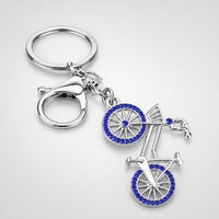 Llavero Ciclismo LOOP - Bicicleta con Strass Premium - Rhodium Blue